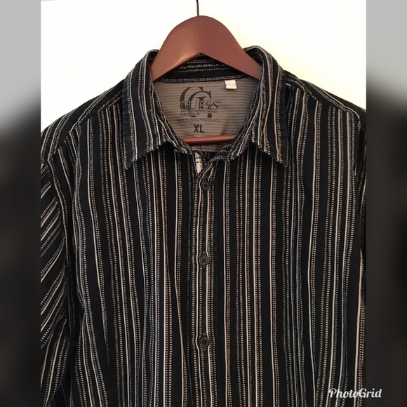 Guess Men's Dress Shirt XL Black Button Authentic - Picture 2 of 8